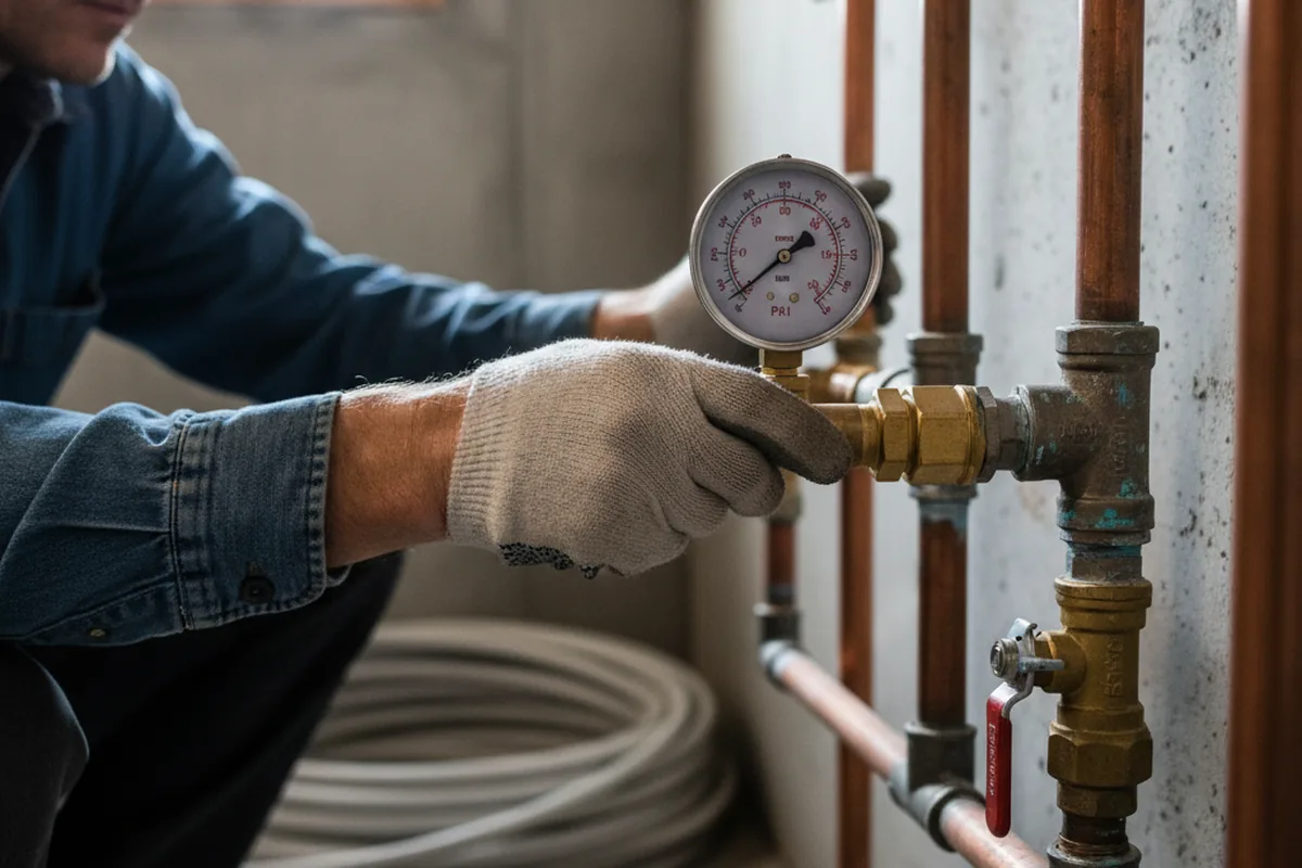 Pressure testing a repaired line during Water Line Repair in Pineville